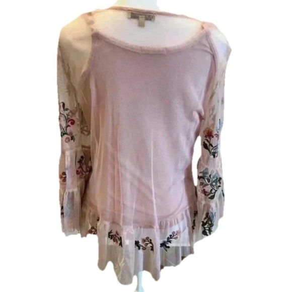 Democracy fairycore Floral 3/4 Sleeve whimsy Embroidered Sheer Shirt floral - Picture 14 of 14